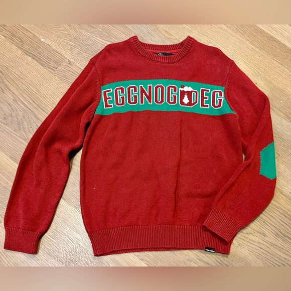 Volcom Kids Boy's Strange Eggnog Sweater. Color: Blood Red. Size MD (10-12). - Picture 2 of 6